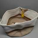 KAKAMAY Large Blanket Basket (20"x13"),Woven Baskets for storage Baby Laundry Hamper, Cotton Rope Blanket Basket for Living Room, Laundry, Nursery, Pillows, Baby Toy chest (White/Brown)