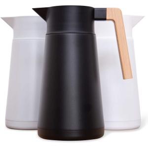 Hastings Collective Thermal Coffee Carafe 68 Oz - Large Stainless Steel Insulated Carafe - 2 Liter Double Walled Vacuum Thermos Coffee and Beverage Dispenser with Tea Infuser and Strainer (Black)