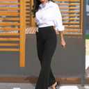 VOOVEEYA Wide Leg Pants for Women, Yoga Pants with Pockets High Waist Casual Straight Dress Pants Petite/Tall/Regular (Petite Black L New) (Black, L)