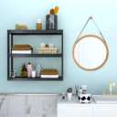Domax Bamboo Bathroom Shelf 3-Tier Wall Mount Storage Rack Multifunctional Adjustable Layer Free Standing Over Toilet Utility Shelves Living Room Kitchen (Black), 23.6''L x 5.9''W x 21.3''H