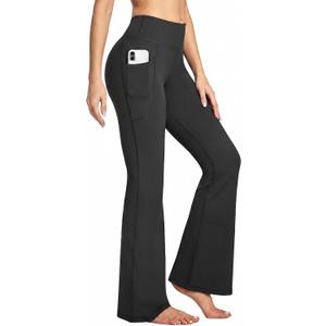 Heathyoga 28''/30"/32" Yoga Pants Women Wide Leg Yoga Pants with Pockets for Women Flare Leggings Bootcut Work Dress Pants, Large
