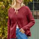 Dokotoo Cardigan Sweaters for Women 2025 Fall Outfits Long Sleeve Crochet Knit Sweaters (Medium, Red Dahlia)