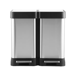 Garvee 13 gal Dual Compartment Trash & Recycling Bin - Soft Close Lid Kitchen Garbage Can, Stainless Steel Step Pedal, Space Saving Design for Home/Office (50 L 2x25 L, No Inner Bucket)