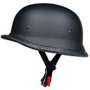 German Style Motorcycle Half Helmet Open Face Adult Men Women DOT Approved Retro Helmet，Matte Black (Large)