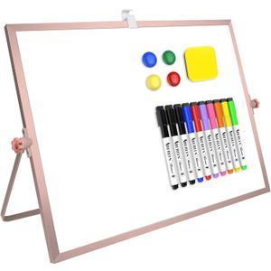 Magnetic Dry Erase White Board with Stand, 16" x 12" Desktop White Board