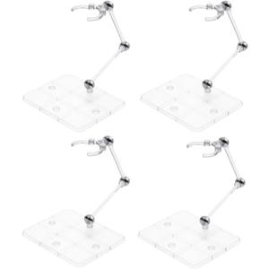 4Packs Action Figure Stand Assembly Action Figure Display Holder with Adjustable Support Arm, Base Doll Model Support Stand for 3.75" and 6" Figures Clear