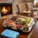 Charcuterie Board with Lid & Ice, Upgraded 6 Snap Laches, Sauce Cup Included, Large Portable Cheese Tray with Handle, Serving Tray for Picnic & Pool, House Warming Gifts New Home (Black)
