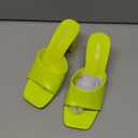 CAMSSOO Women's Square Open Toe Heeled Mules Flip Flops Chunky Heels Slip On Sandals Block High Heel Fashion Wedding Dress Shoes (7.5, Yellow)