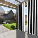 Striped Outdoor Curtains for Patio Waterproof Weatherproof,Black and White Outdoor Curtains,Sun Blocking Privacy Grommet Outside Curtains Weighted Drapes for Gazebo Porch Pergola,2 Panels,54W x 108L