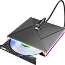 DVD Player for Laptop, External CD Drive for Mac, USB 3.0 USB C Portable CD Burner External Disk Drive, DVD Reader Writer ROM Drive Compatible with Laptop,Windows 10/8/7 Linux