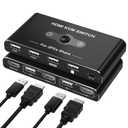 KVM Switch for 1 Monitor 2 Computers, 4K@60Hz HDMI KVM Switcher, HDMI USB Hub Switches for PC/Mac Pro/Laptop, Plug and Play, Share Keyboard Mouse Printer, with 2 USB Cables and 2 HDMI Cables