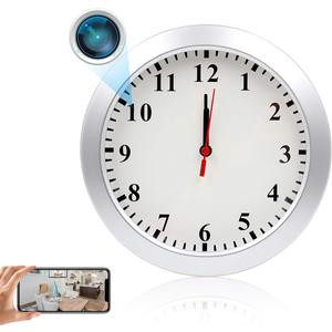 Hidden Spy Camera Wall Clock 1080P HD WiFi Clock Cameras Wireless Home Security Nanny Cam with Motion Detection Alarm Mini Video Recorder for Home and Office Surveillance, No Audio
