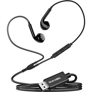 DUKABEL USB Wired Earbuds, USB Headphone with Mic for PC/ PS4/ PS5, 6FT in-Ear Stereo Earphones Headsets with Volume Control for Office Live Broadcast Gaming