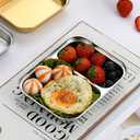 Angoily Stainless Steel Plate, 2 Grid Compartment Portion Control, Toddler Plate for Fruits, Snacks, Salads, Parties, Camping, Metal