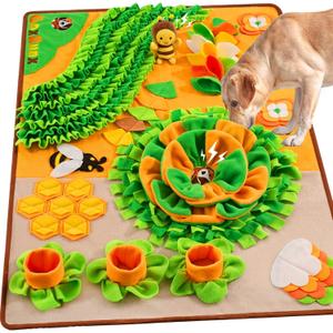 Snuffle Mat for Dogs 40'' X 27'' Large Dog Feeding Mats Pet Sniff Nosework Slower Feeder Interactive Dog Mat for Stress Relief Encourage Natural Foraging (Orange)