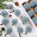 18 Pcs Velvet Christmas Balls Bulk 3.15, 2.76, 2.36 Inch, Flocked Xmas Tree Ball Ornaments Plastic Velvet Christmas Ornaments Xmas Tree Hanging Decoration(Gray Blue)