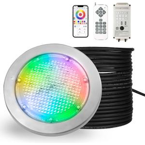6 Inch 12V LED Pool Light, 50FT Cord Color Changing Underwater Light for Inground Pools & Spas, APP/Remote/Controller Triple Control, 120V to 12V Low Voltage, Fits 6 Wet Niches or Wall Mount