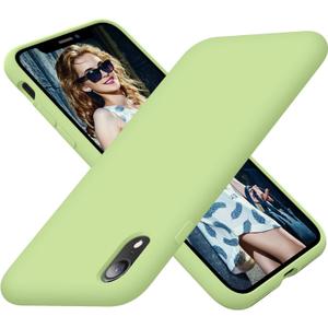 Cordking Designed for iPhone XR Case, Silicone Ultra Slim Shockproof Phone Case with [Soft Anti-Scratch Microfiber Lining], 6.1 inch, Tea Green