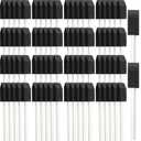 Leinuosen 200 Pack 1inch Black Foam Brush Bulk Sponge Paint Brush with Handle Wood Grip Foam Art Paintbrushes for Paint Crafts Art Acrylics Stains