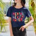 Mental Health Shirt Women Therapist Psychologist Shirts Inspirational Graphic Tees Motivational Gift Tops (L)
