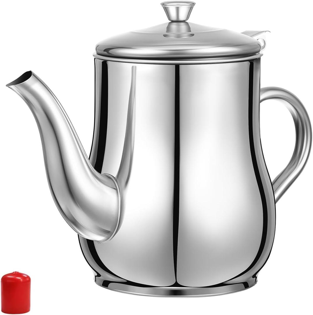 Stainless Steel Oil Strainer Pot,with Filter Mesh Oil Storage Pot Grease Storage Can Home Cooking for Storing Frying and Cooking Grease(SIZE:24oz)