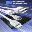 Car Carplay Cable for iPhone 17 16 15, 2-Pack [3.3FT+6FT] 60W USB C to USB C Cable And 2-Pack [3.3FT+6FT] USB A to USB C Cable for iPhone 17 16 15for Galaxy S25 S24, for iPad, for MacBook and More