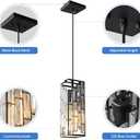 Black Pendant Lighting Modern Pendant Light, Mini Crystal Chandeliers,Adjustable Pendant Light Fixture for Kitchen Island Dinning Room Bedroom (2 Pack)