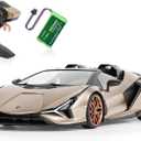 MIEBELY Lamborghini Remote Control Car, 1:16 Scale Lambo Toy Car 7.4V 500mAh Officially Licensed 12Km/h Rc Cars with Led Light 2.4Ghz Model Car for Adults Boys Girls Birthday Ideas Gift (Champagne)
