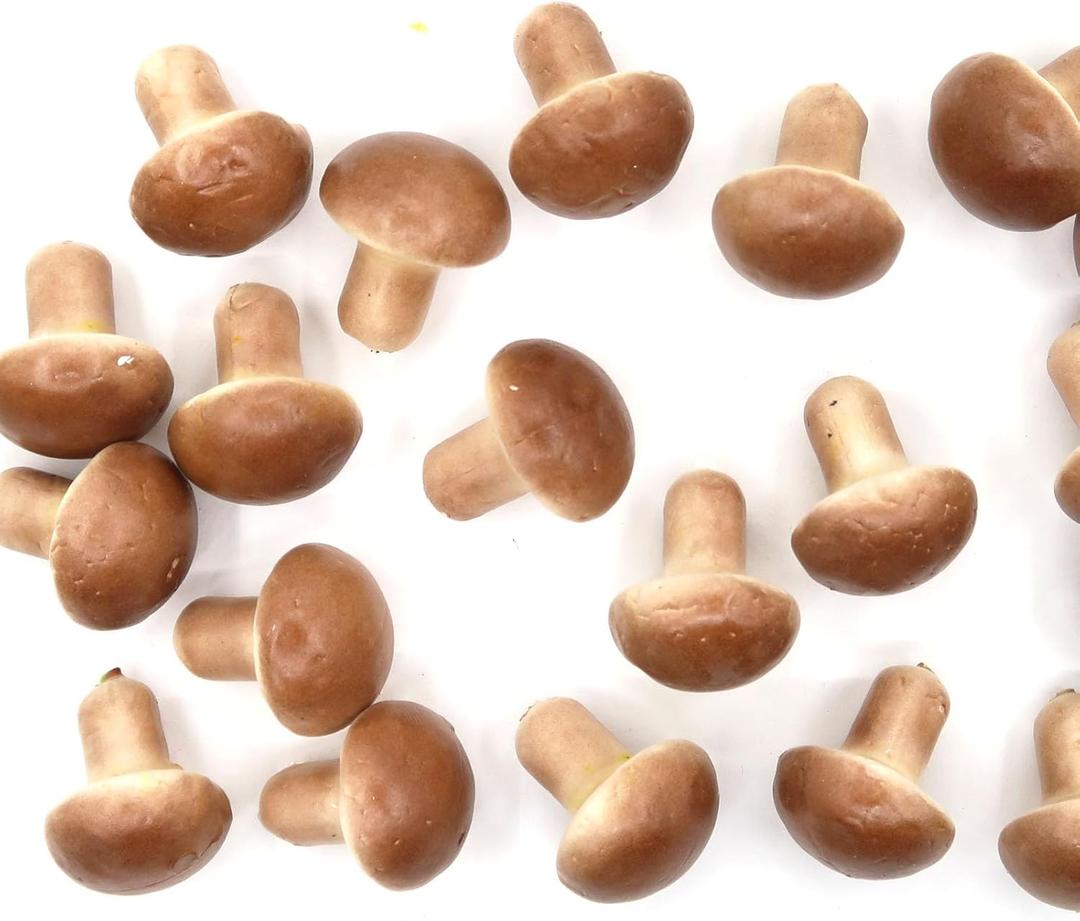 20Pcs Fake Artificial Vegetable Small Lifelike Artificial Faux Gray Mushroom Party Decor Ornament, Simulation Display Foam Realistic Model for Home Kitchen Themed Tabletop Decor Photography Props