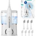 AGPTEK Toothbrush Flosser Combo, Electric Toothbrush and Water Flossing, 7 Brush Head, Portable Tube for Travel Use, 5 Adjustable Mode, 2 Charger Way, Detachable 500ml Water Reservoir, Muticolor