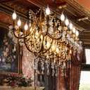 TOCHIC Crystal Chandelier Light Fixture, 18 Lights Luxury K9 Crystal Candle Chandeliers for Dining Living Room, L 40" Farmhouse Maria Theresa Chandeliers Ceiling Pendant Lighting for Bedroom Kitchen