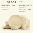 Homienly Premium Wheat Straw Dinnerware Sets, Lightweight & Unbreakable Plates and Bowls Sets,Cups,Service for 4,Dishwasher and Microwave Safe 16 PCS Dish Sets for HomeCamping- Beige