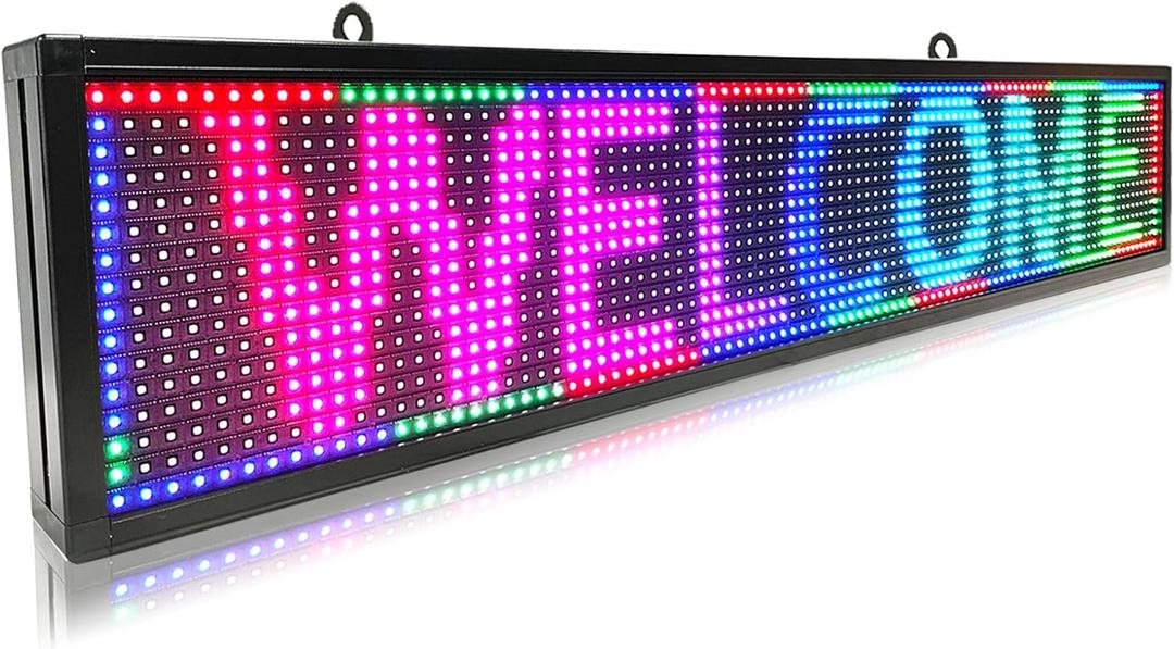 P10 Outdoor Waterproof Digital Scrolling Led Sign Board Programmable, Full Color High Brightness Wifi Control, for Business Store Restaurant Window 39''x8'' (39x8)