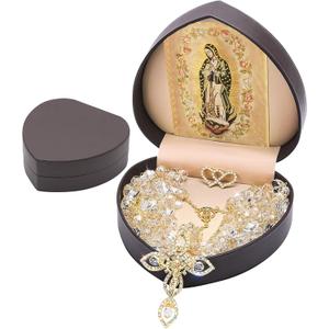 Wedding Lasso with Heart Box, Lazos Para Bodas Catolica, Lasso for Weddings Ceremony, Mexican Weddings Crystal Rosary,Lazo De Bodas Para Los Novios (Gold)