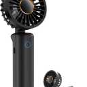 FrSara Portable Handheld Fan Rechargeable, Small Mini Folding Desk Fan Upgraded Wind Power, 3-Speed, 2000mAh Long Battery Life, Quiet, Portable, Suitable for Outdoor Travel, Black