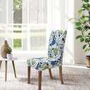 SPRINGRICO White Chair Covers for Dining Room Set of 4, Stretch Floral Dining Chair Cover, Washable Spandex Kitchen Parsons Chair Slipcovers, Seat Protector for Home or Party (4 Pack, FLORAL3)