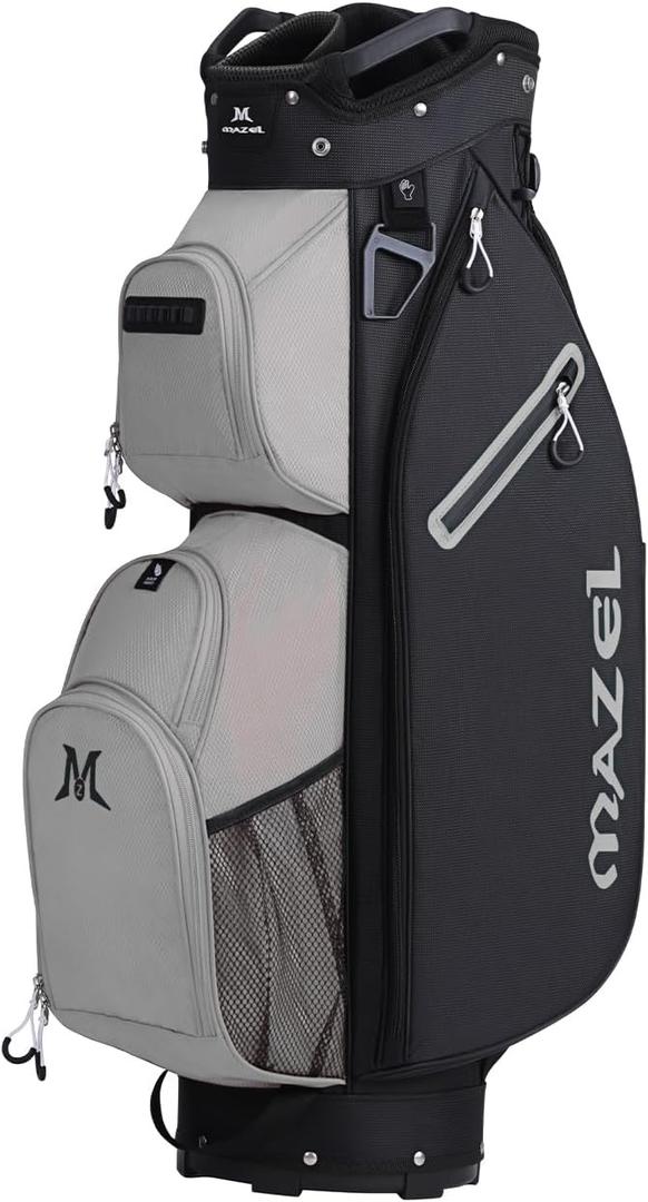 MAZEL Golf Cart Bag with 7-Way Full Length Dividers Top and 9 Pockets,Lightweight Golf Club Bag for Men & Women (Grey Black)