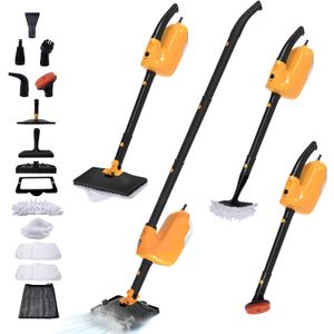 GHORA Steam Mop, All-in-one Handheld Steam Cleaner with 13 Attachments, 23FT Cord, 11.83OZ Removable Tank, Adjustable Height Steam Mops for Floor Cleaning, Hardwood Floors, Carpets, Tiles, Windows
