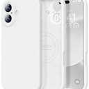 Vooii Magnetic for iPhone 17 Case, Compatible with Magsafe (Premium Liquid Silicone) (Integrated Camera Control Button) Full Body Protective Anti-Scratch Microfiber Lining 6.3", White