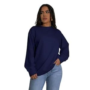 Mrskoala Womens Oversized Sweatshirts Pullover Fall Fleece Crewneck Tops Dark blue XL