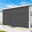 Outdoor Roller Shades for Patio, Gray 12' W x 8' H Cordless Patio Shades Roll Up Outdoor Blinds with Splicing Design, 90% UV Protection for Porch Gazebo Pergola, 144"W x 96"H