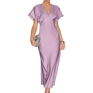 RIHOAS Midi Cocktail Dresses for Women Wedding Guest V Neck Ruffle Spring Summer A Line Formal Dress Flowy Party Gown Wedding (M)