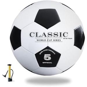 Classic World Cup Series Soccer Ball Size 5 – Retro Black & White Design,Durable Synthetic Leather for Training, Matches & Recreational Play – Classic Look for Youth & Adults of All Skill Levels