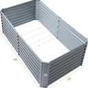 Land Guard 6×3×2ft Galvanized Raised Garden Bed, Planter Boxes Outdoor, Raised Garden Beds Outdoor for Vegetables, Flowers, Herbs, 269 Gallons, Modern Gray