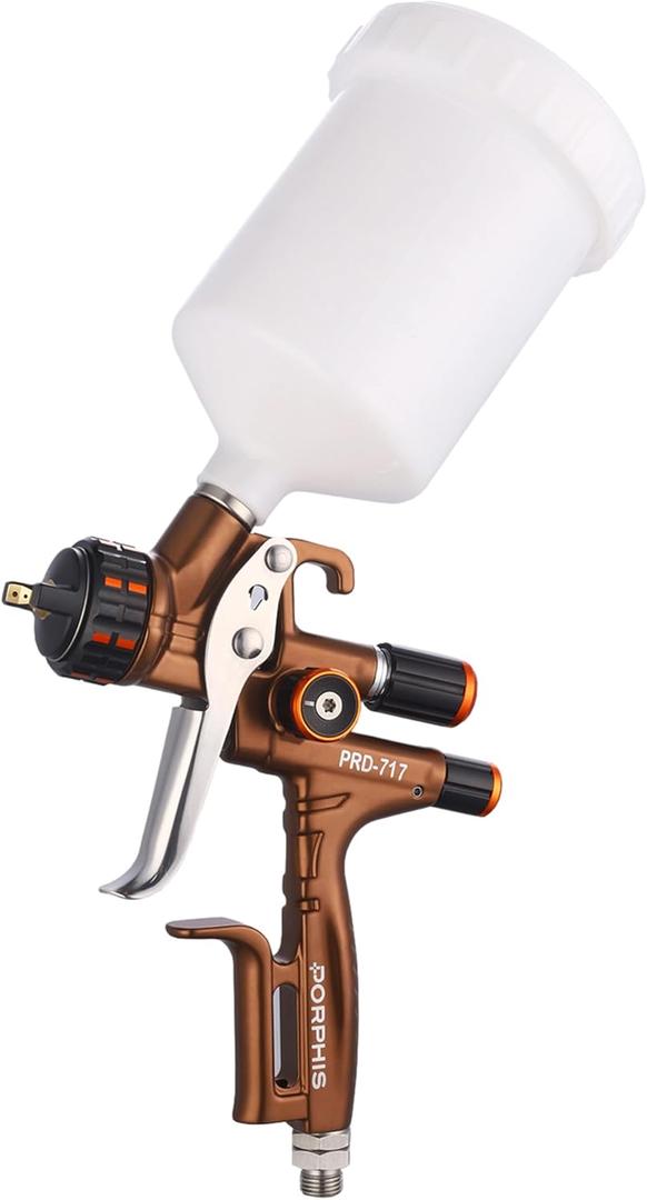 Paint Spray Gun PRD-717 VS Type with Split Nozzle 1.4mm Automotive Refinishing Spray Gun, Brown