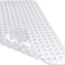 Yimobra Non Slip Bath Mat, Super Strong Suction Cups,34.5"x15.5"Long Tub Mat with Drain Holes, Machine Washable Fast Draining Shower Mats, Bathroom Essentials,Clear