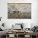 ARPEOTCY Extra Large Vintage Framed Wall Art, 36x54 Inch Farmhouse Retro Watercolor Sky Field Landscape Hanging Wall Art, Large Rustic Canvas Home Decor Aesthetic for Living Room Bedroom Office