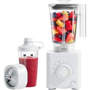 Chefman Obliterator 48 oz Countertop Blender for Smoothies, 1380W Motor to Crush Ice, Nuts, and Frozen Fruit with Stainless Steel Blade, Auto Blend Function, Includes 20 oz Travel Jar