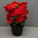 MELAJIA Poinsettia Flowers Artificial Red 14Inch Faux Christmas Poinsettia Plant Winter Flowers for Indoor Outdoor Xmas Ornament Porch Home Garden Decorations