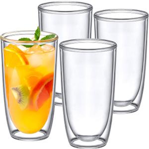 Amazing Abby - Andes - 22-Ounce Insulated Plastic Tumblers (Set of 3), Double-Wall Plastic Drinking Glasses, All-Clear Reusable Cups, BPA-Free, Shatter-Proof, Dishwasher-Safe